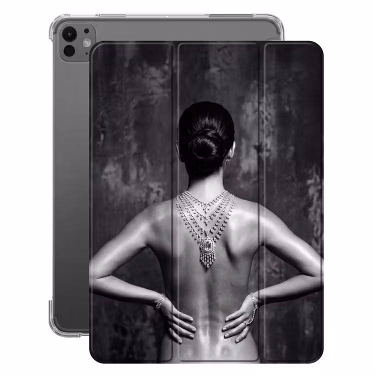 iPad-Hülle - Rücken - Kette - Porträt - Schwarz - Weiß - Glamour — 1