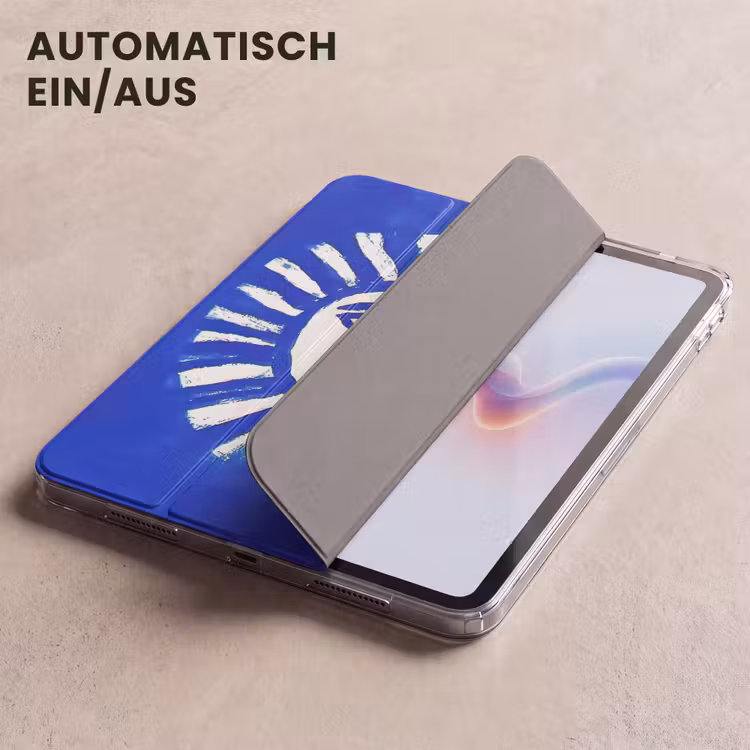 iPad-Hülle - Sonne - Gesicht - Bürstentextur - Blau — 5