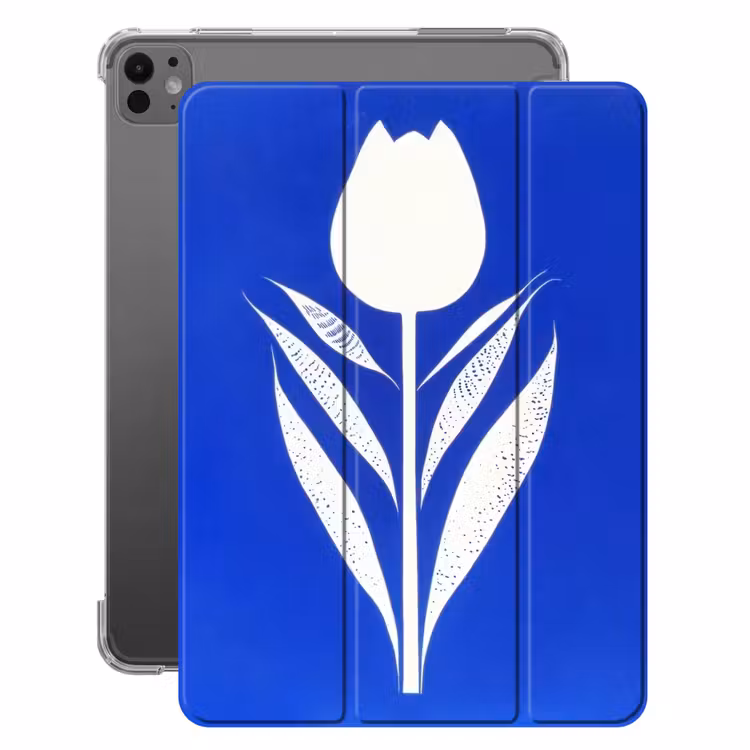 iPad-Hülle - Tulpe - Minimalistisch - Blätter - Weiß — 1