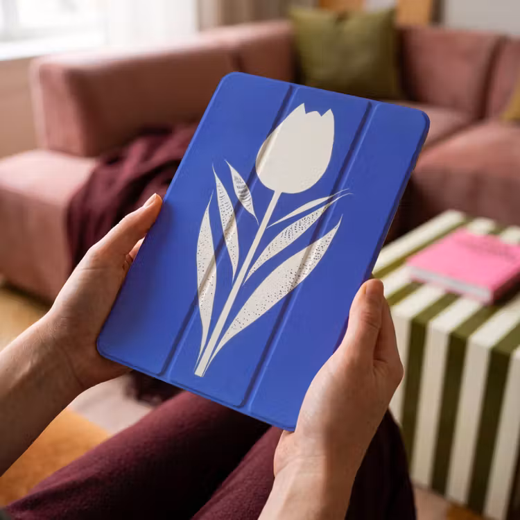 iPad-Hülle - Tulpe - Minimalistisch - Blätter - Weiß — 4
