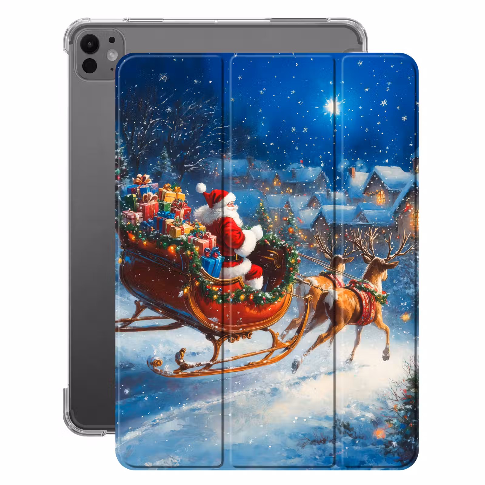 iPad-Hülle - Weihnachtsmann - Rentier - Weihnachten - Schnee — 1