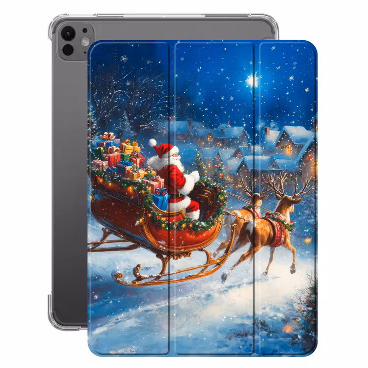 iPad-Hülle - Weihnachtsmann - Rentier - Weihnachten - Schnee — 1