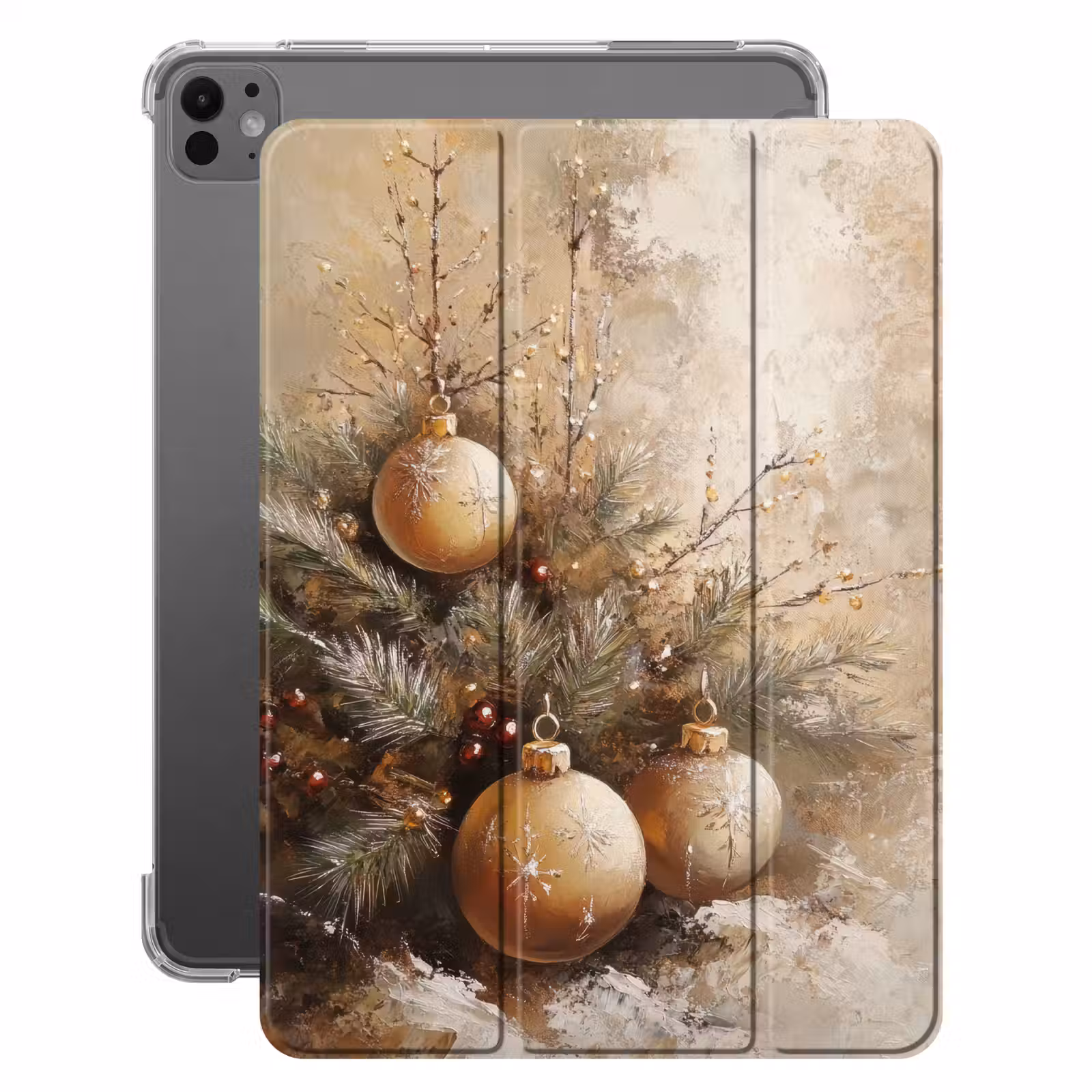 iPad-Hülle - Weihnachten - Kugeln - Beige - Gold — 1
