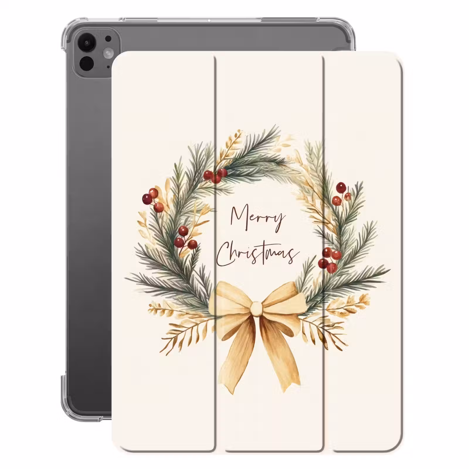 iPad-Hülle - Weihnachtskranz - Weihnachten - Gold - Beige — 1