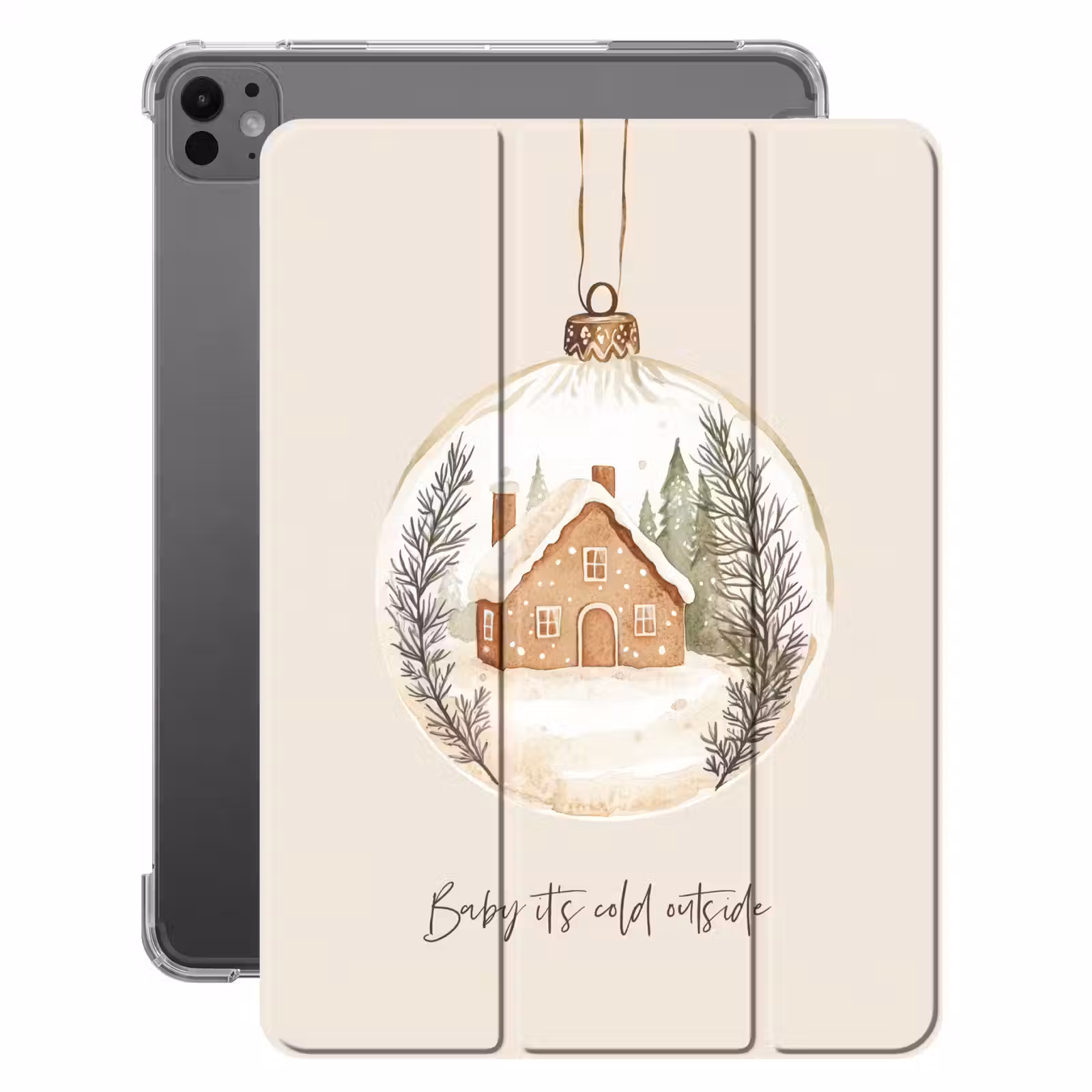 iPad-Hülle - Zitat - Winter - Weihnachten - Beige - Weihnachtskugel — 1