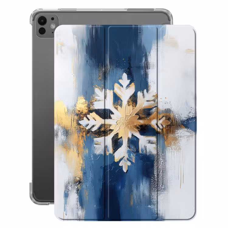 iPad-Hülle - Abstrakt - Winter - Schneeflocke - Schnee - Gold — 1