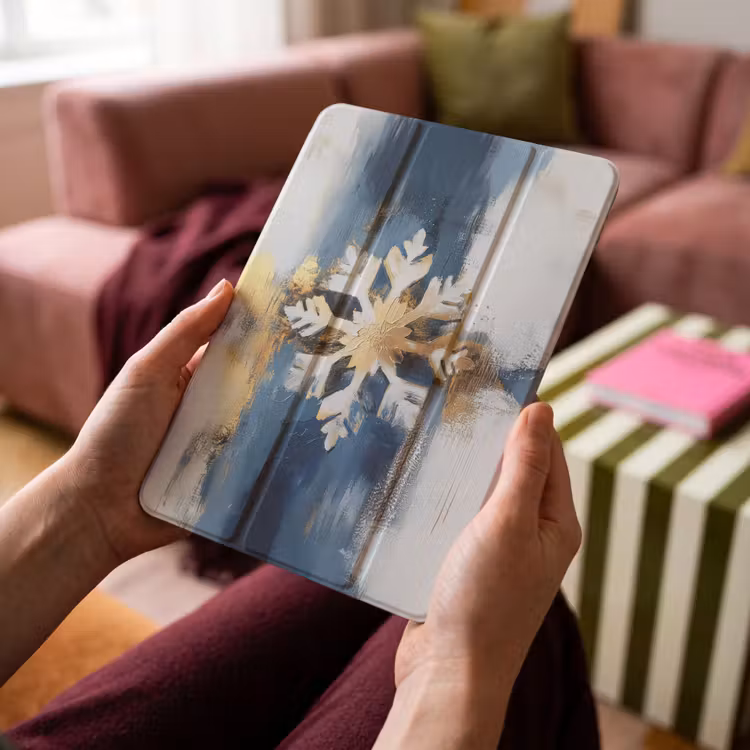 iPad-Hülle - Abstrakt - Winter - Schneeflocke - Schnee - Gold — 4