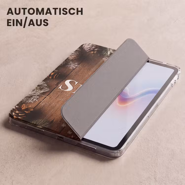 iPad-Hülle - Schnee - Holzoptik - Zitat - Let it snow — 5