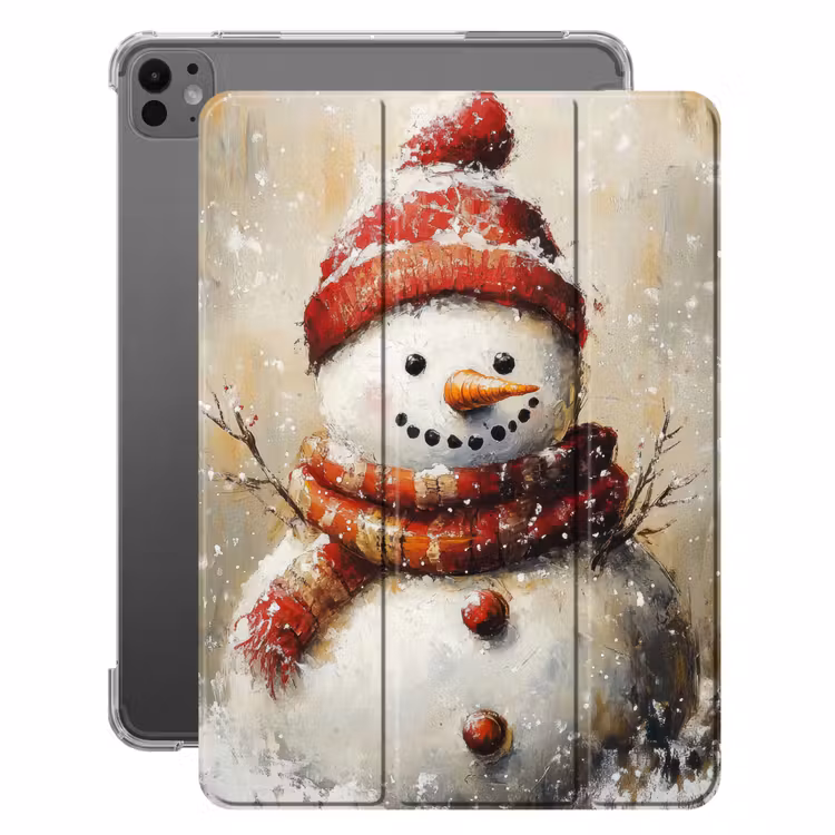 iPad-Hülle - Schneemann - Winter - Schnee - Beige — 1