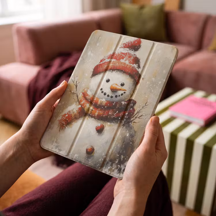 iPad-Hülle - Schneemann - Winter - Schnee - Beige — 4