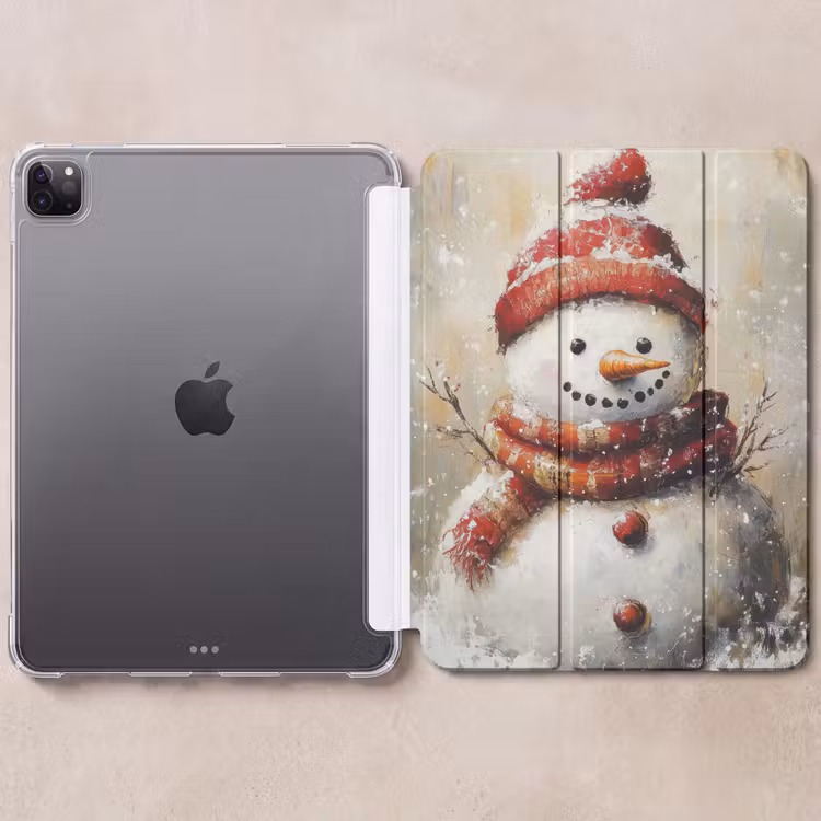 iPad-Hülle - Schneemann - Winter - Schnee - Beige — 6