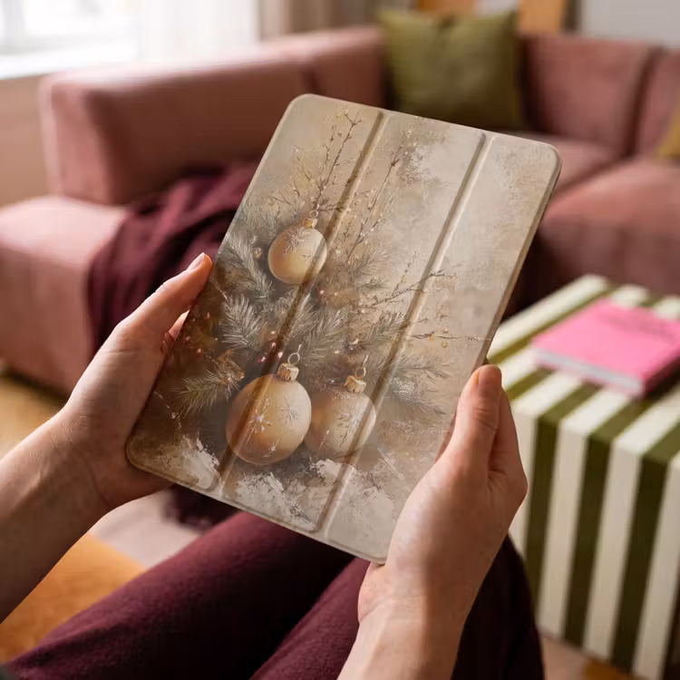 iPad-Hülle - Weihnachten - Kugeln - Beige - Gold — 4