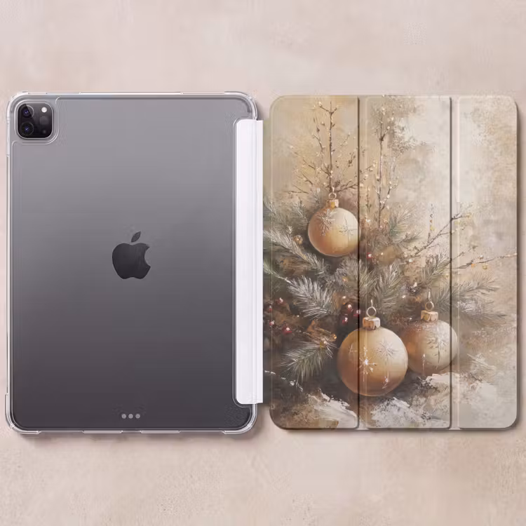 iPad-Hülle - Weihnachten - Kugeln - Beige - Gold — 6