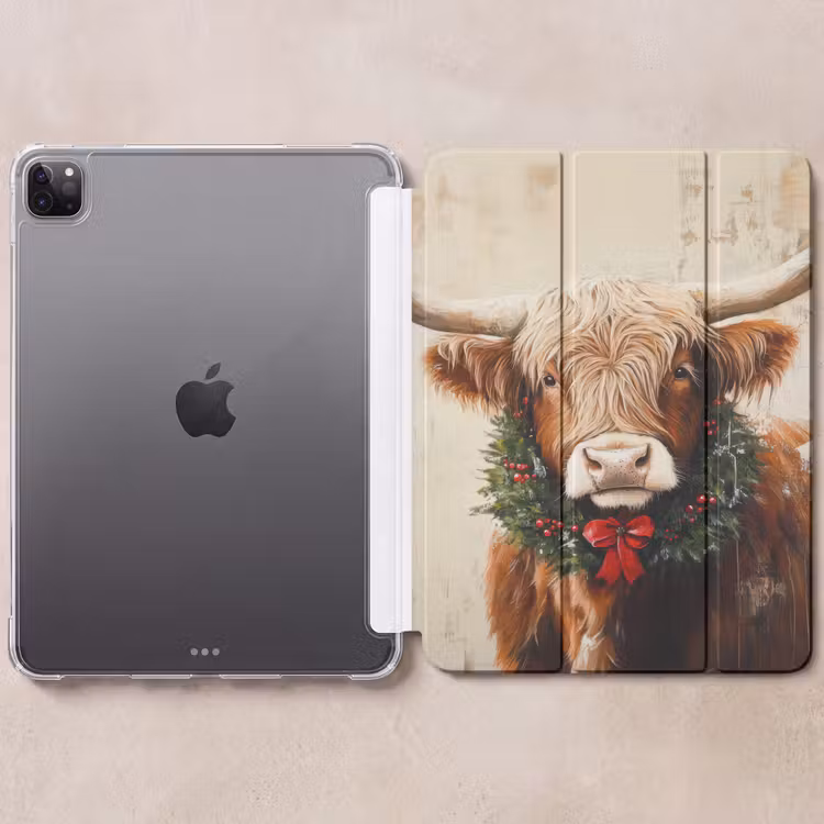 iPad-Hülle - Weihnachten - Schottischer Highlander - Braun - Kranz — 6