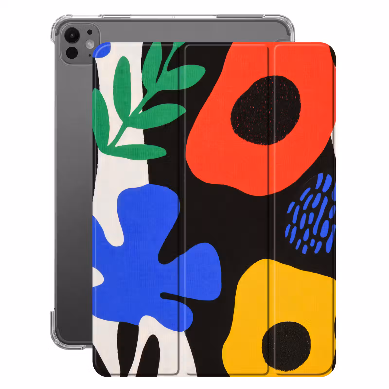 iPad-Hülle - Blumen - Blätter - Abstrakt - Schwarz — 1
