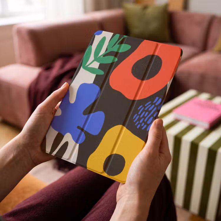 iPad-Hülle - Blumen - Blätter - Abstrakt - Schwarz — 4