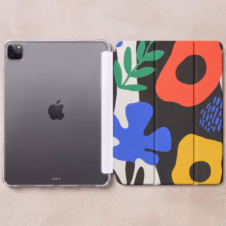 iPad-Hülle - Blumen - Blätter - Abstrakt - Schwarz — 6