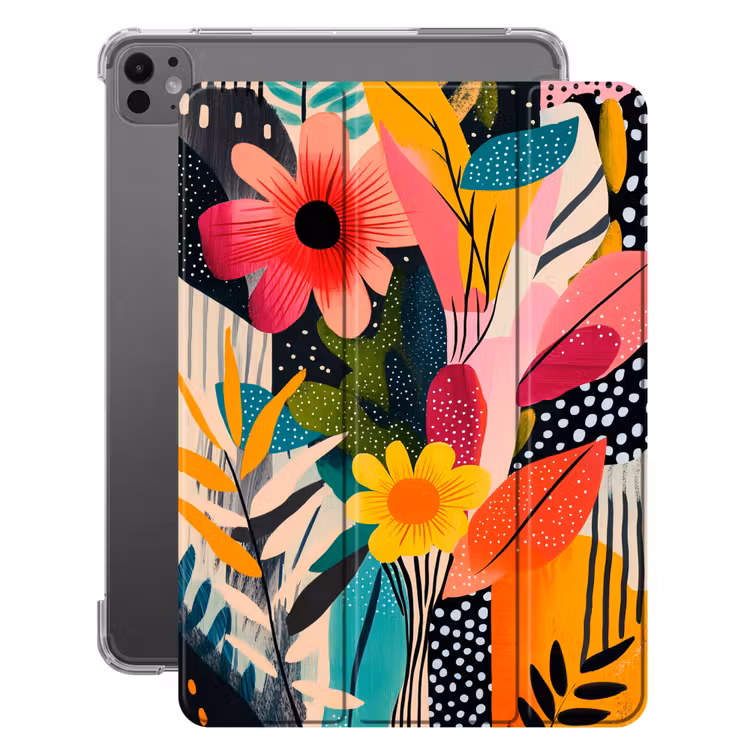 iPad-Hülle - Gemälde - Abstrakt - Blumen - Rosa — 1