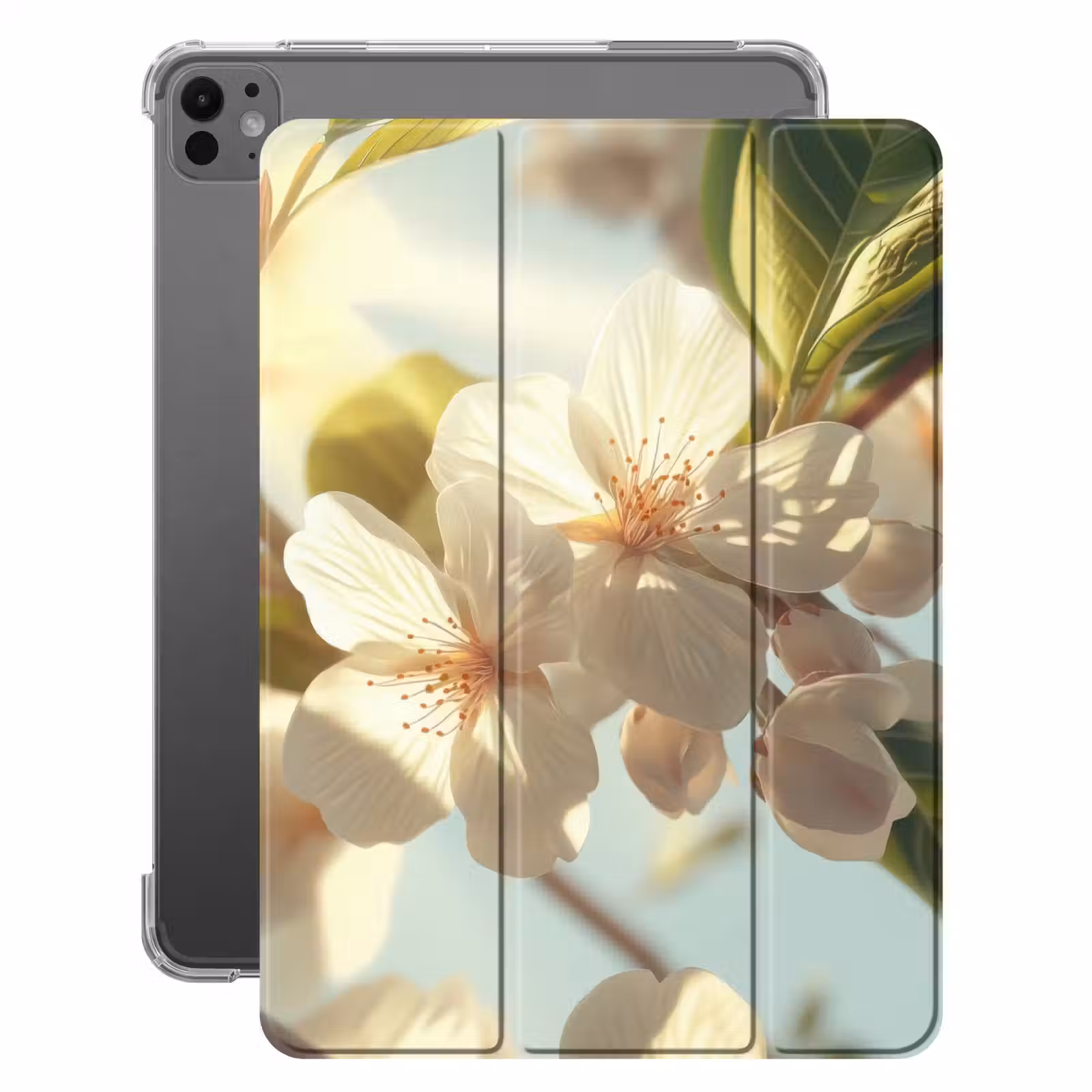 iPad-Hülle - Blüten - Weiß - Sonnenstrahlen - Blütenblätter — 1