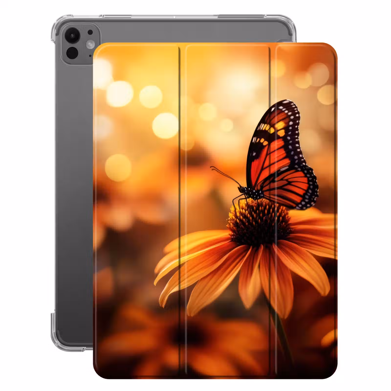 iPad-Hülle - Schmetterling - Blumen - Orange — 1