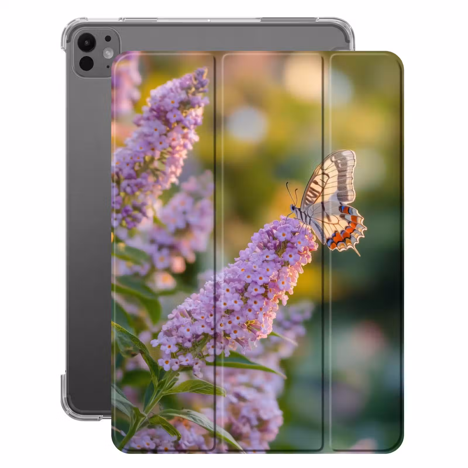 iPad-Hülle - Verschnörkelt - Schmetterling - Lila - Blumen — 1