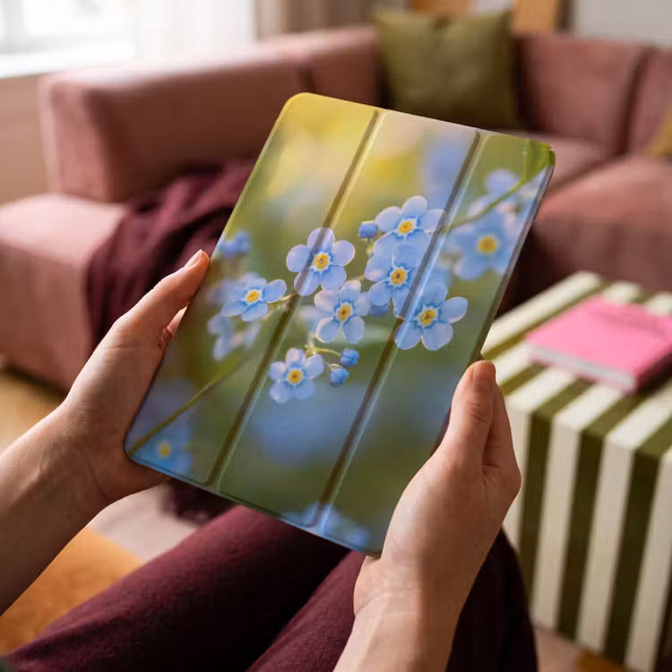 iPad-Hülle - Blumen - Blau - Vergissmeinnicht — 4