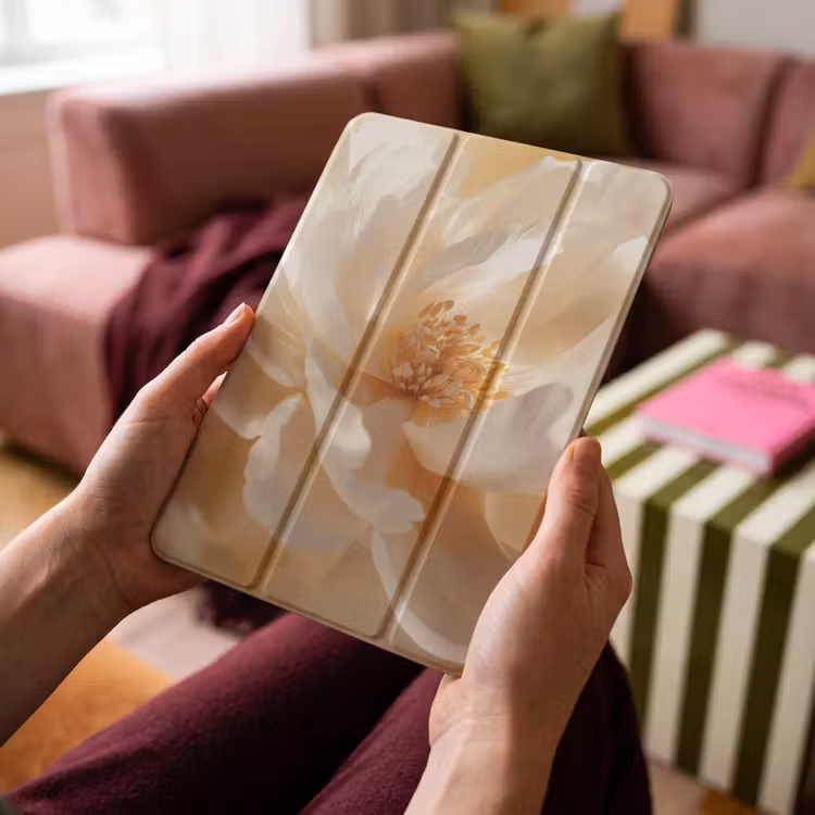 iPad-Hülle - Nahaufnahme - Pfingstrose - Weiß — 4