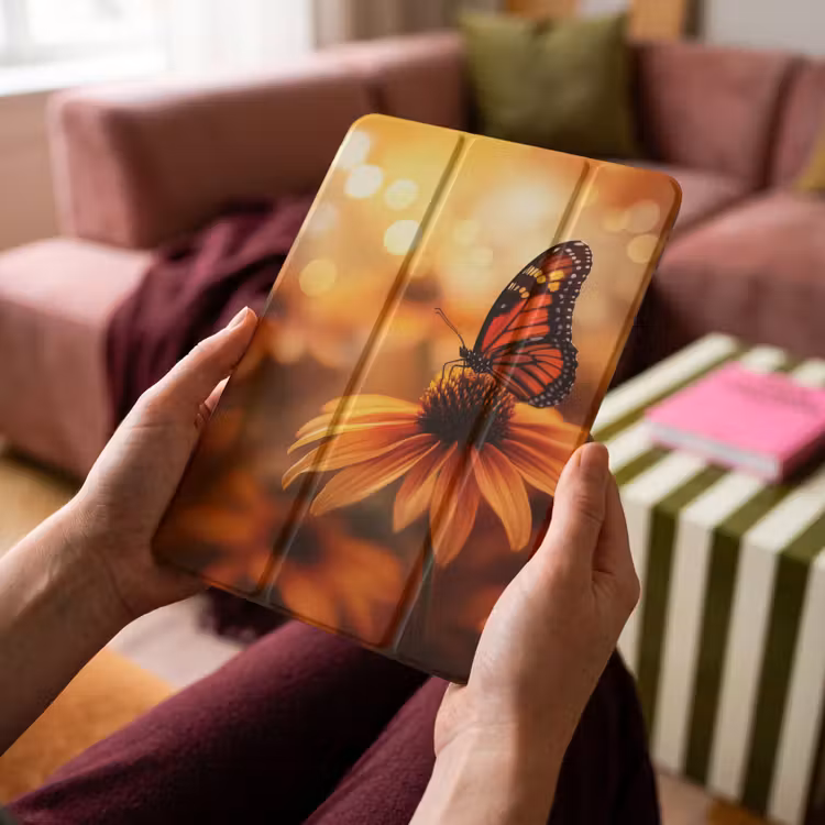 iPad-Hülle - Schmetterling - Blumen - Orange — 4