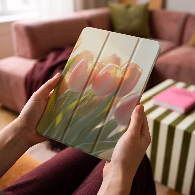 iPad-Hülle - Tulpen - Rosa - Sonnenstrahlen — 4