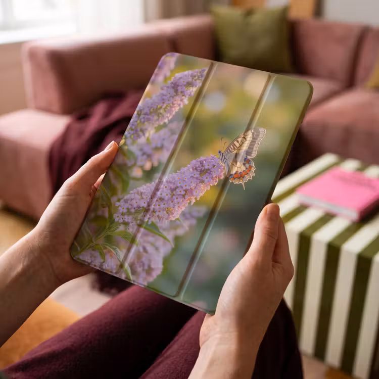 iPad-Hülle - Verschnörkelt - Schmetterling - Lila - Blumen — 4