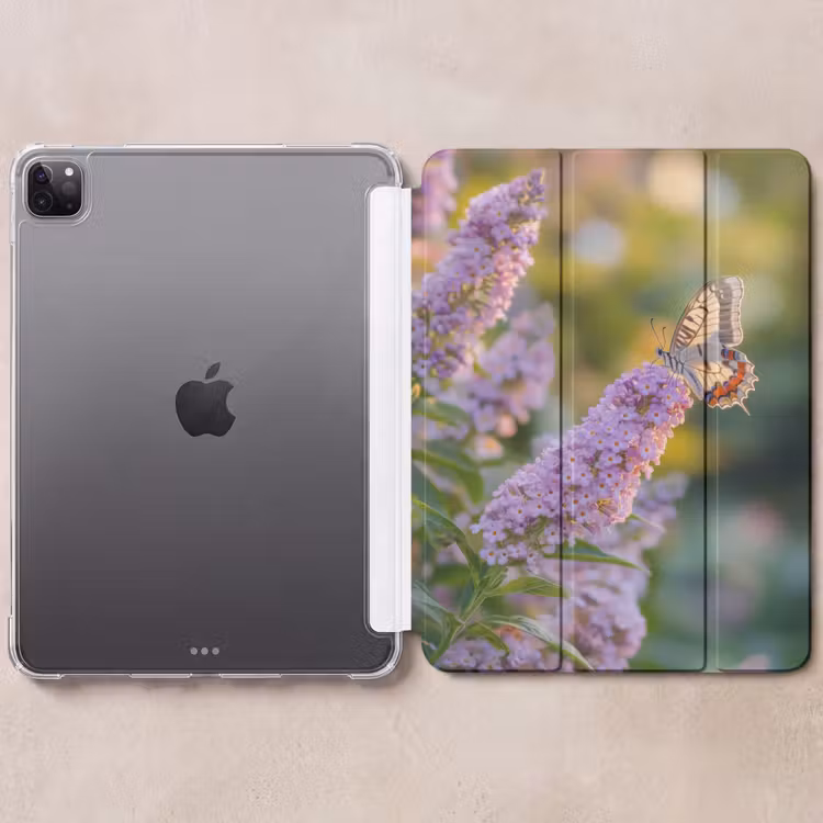 iPad-Hülle - Verschnörkelt - Schmetterling - Lila - Blumen — 6