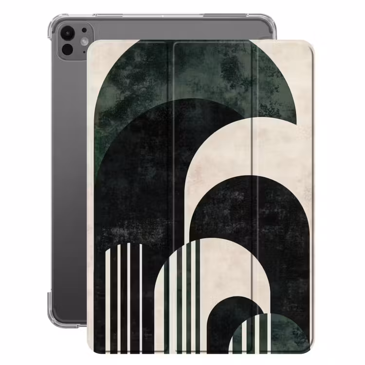 iPad-Hülle - Bögen - Dunkelgrün - Linien — 1