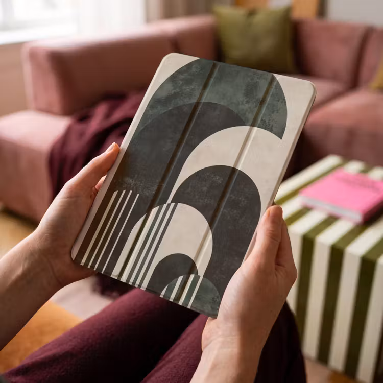 iPad-Hülle - Bögen - Dunkelgrün - Linien — 4