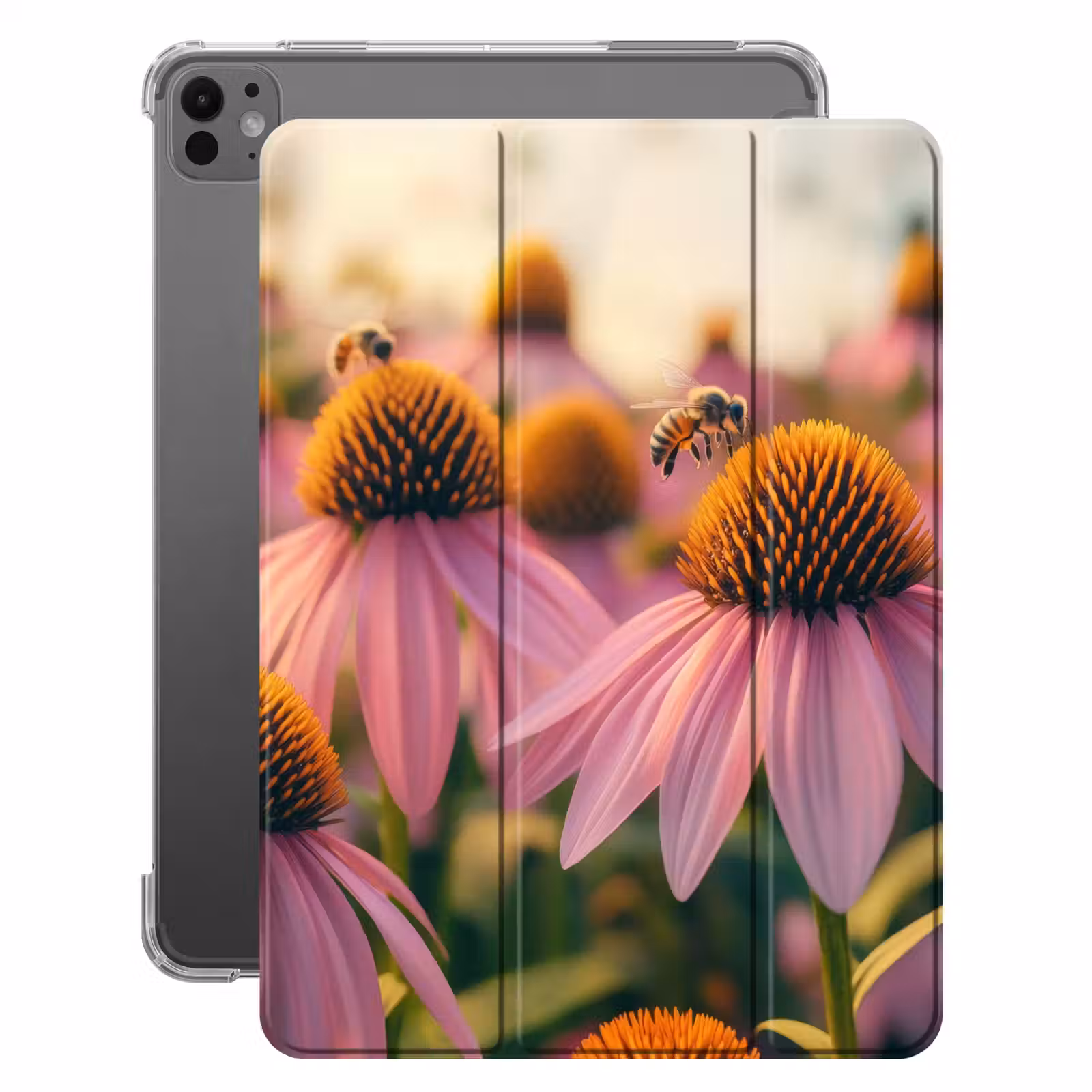 iPad-Hülle - Blumen - Lila - Bienen — 1