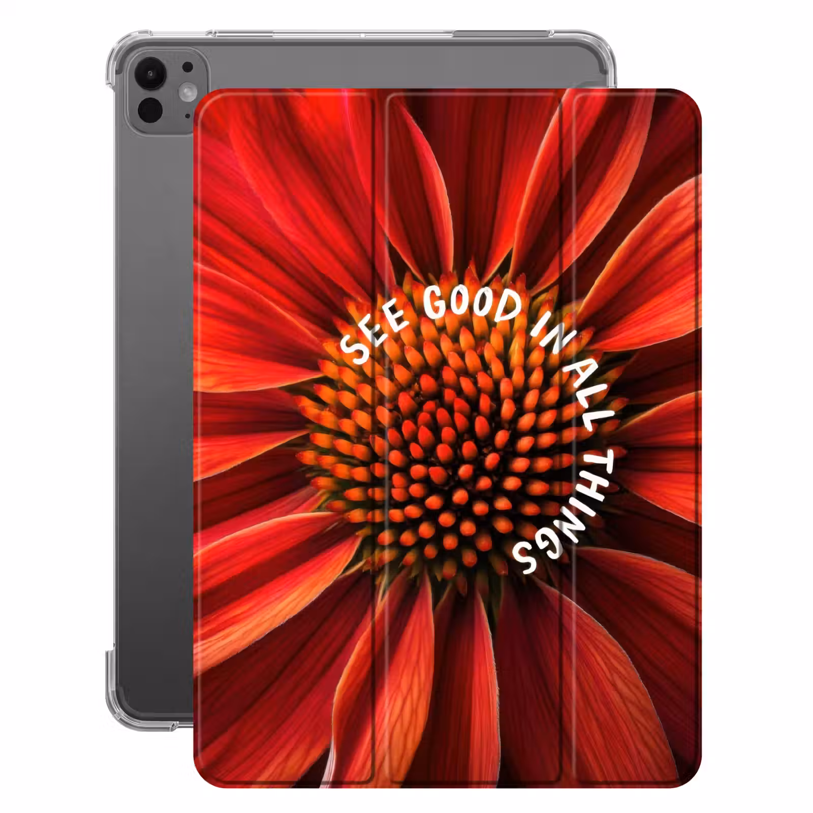 iPad-Hülle - Nahaufnahme - Blume - Zitat - Rot — 1