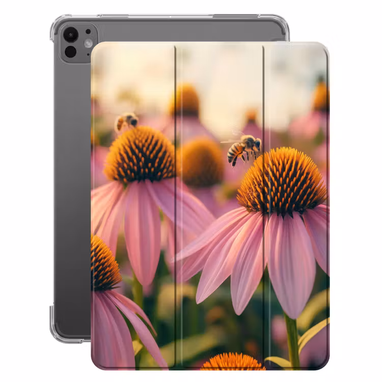 iPad-Hülle - Blumen - Lila - Bienen — 1
