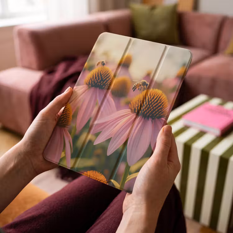 iPad-Hülle - Blumen - Lila - Bienen — 4