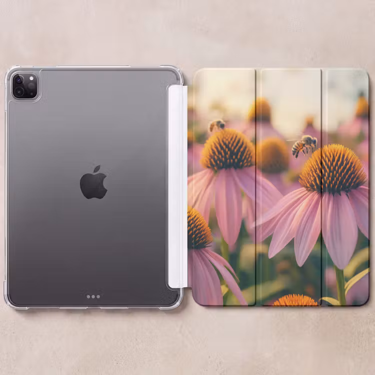 iPad-Hülle - Blumen - Lila - Bienen — 6