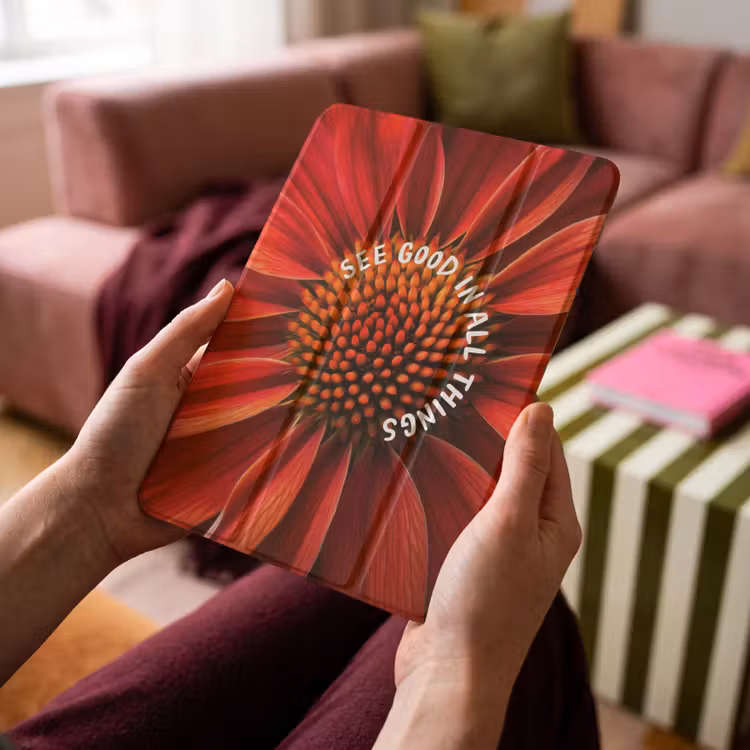 iPad-Hülle - Nahaufnahme - Blume - Zitat - Rot — 4