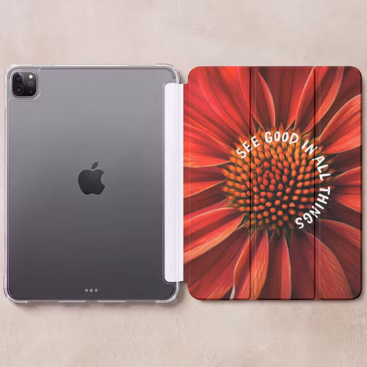 iPad-Hülle - Nahaufnahme - Blume - Zitat - Rot — 6