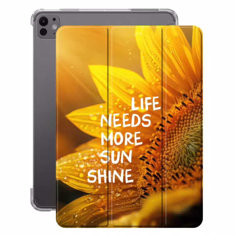 iPad-Hülle - Sonnenblume - Nahaufnahme - Gelb - Zitat — 1
