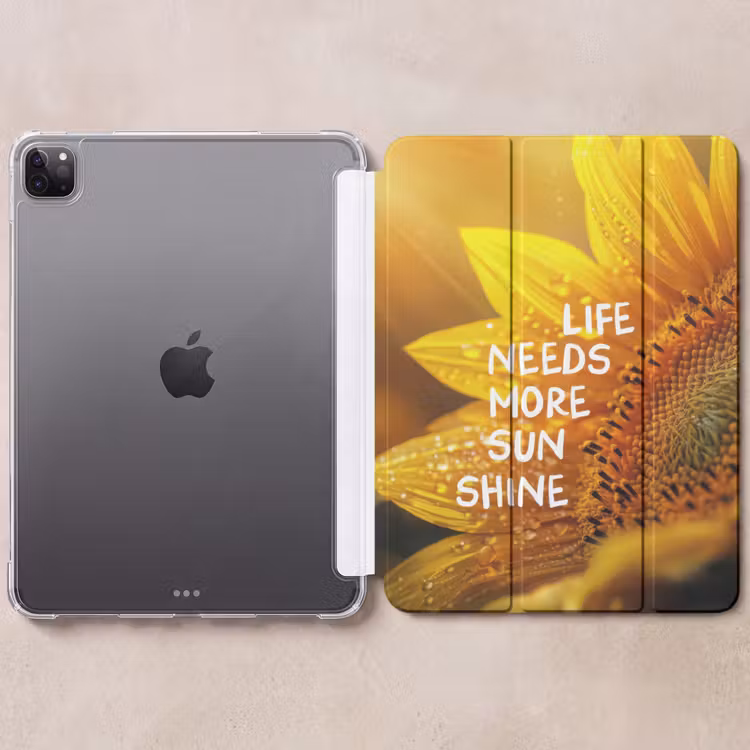 iPad-Hülle - Sonnenblume - Nahaufnahme - Gelb - Zitat — 6