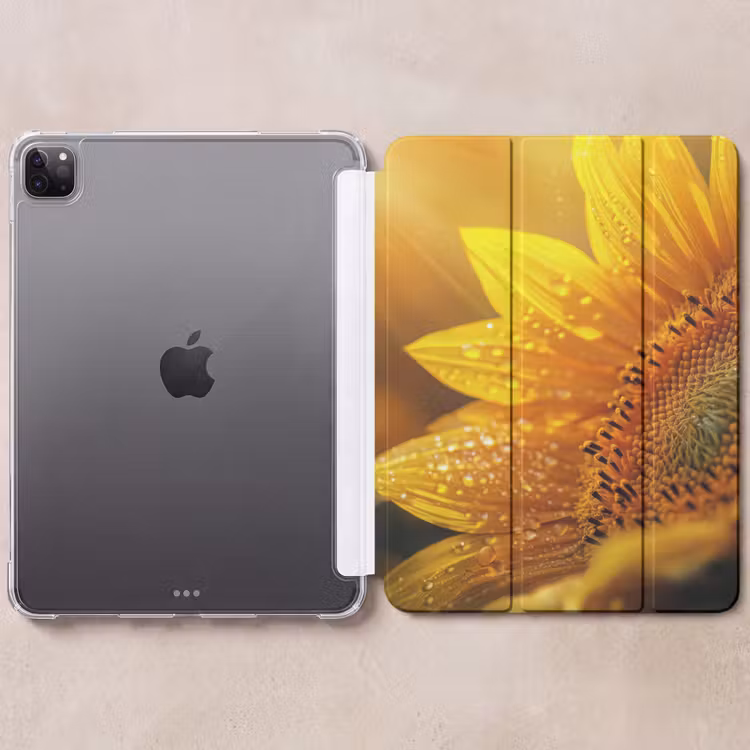 iPad-Hülle - Sonnenblume - Tautropfen - Gelb - Sonnenlicht — 6
