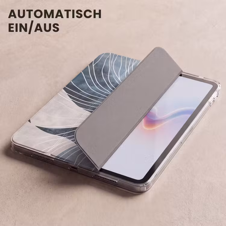 iPad-Hülle - Linien - Wellen - Abstrakt - Grau — 5