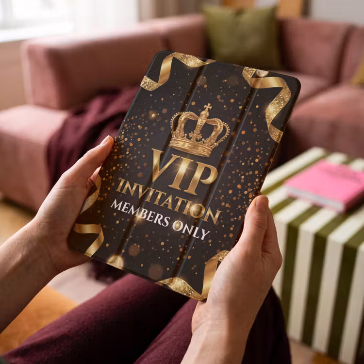 iPad-Hülle - Einladung - VIP - Krone - Gold — 4