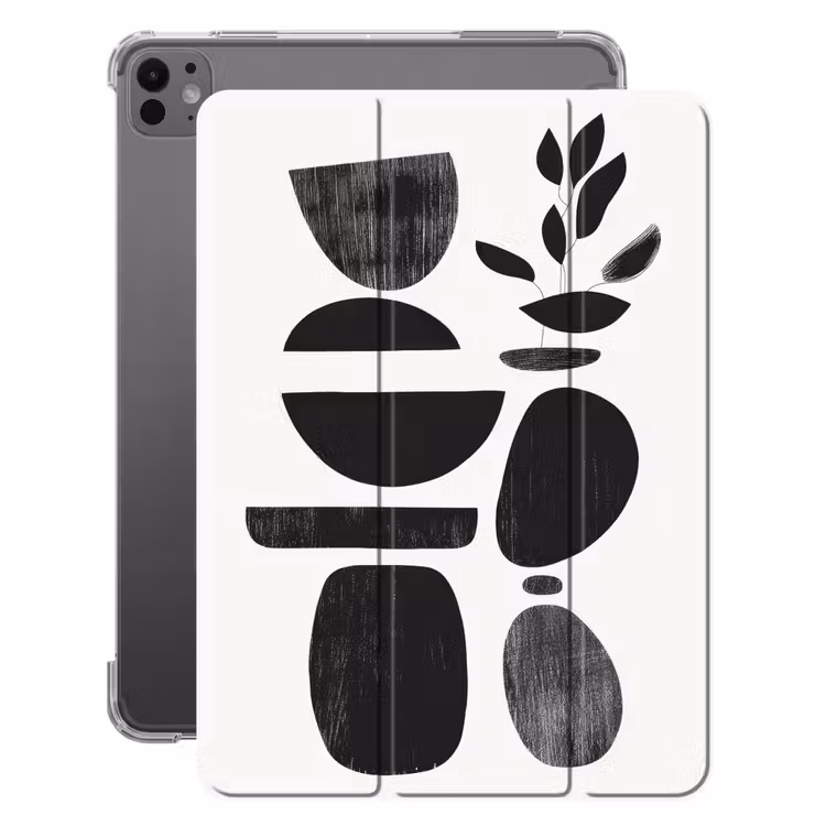 iPad-Hülle - Japandi - Schwarz - Abstrakt — 1