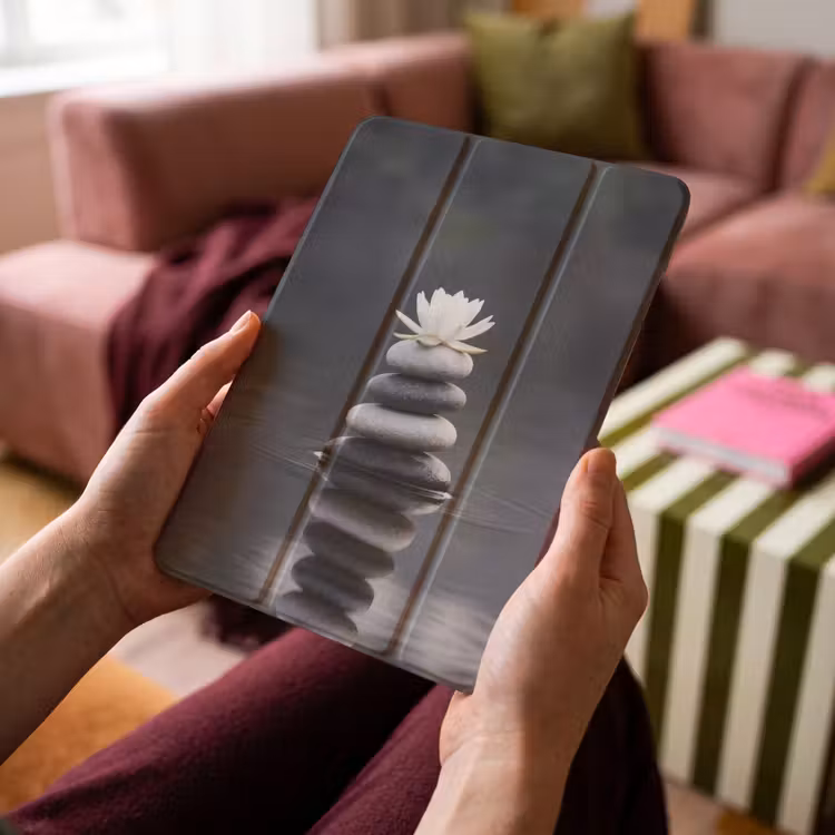 iPad-Hülle - Steine - Lotus - Grau — 4