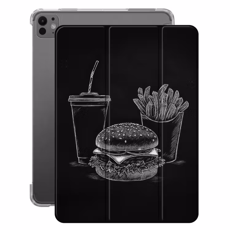 iPad-Hülle - Hamburger - Pommes Frites - Softdrink - Kreidezeichnung — 1