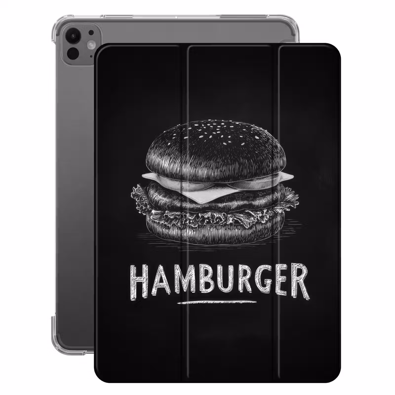 iPad-Hülle - Hamburger - Kreidetext - Schwarz - Weiß — 1
