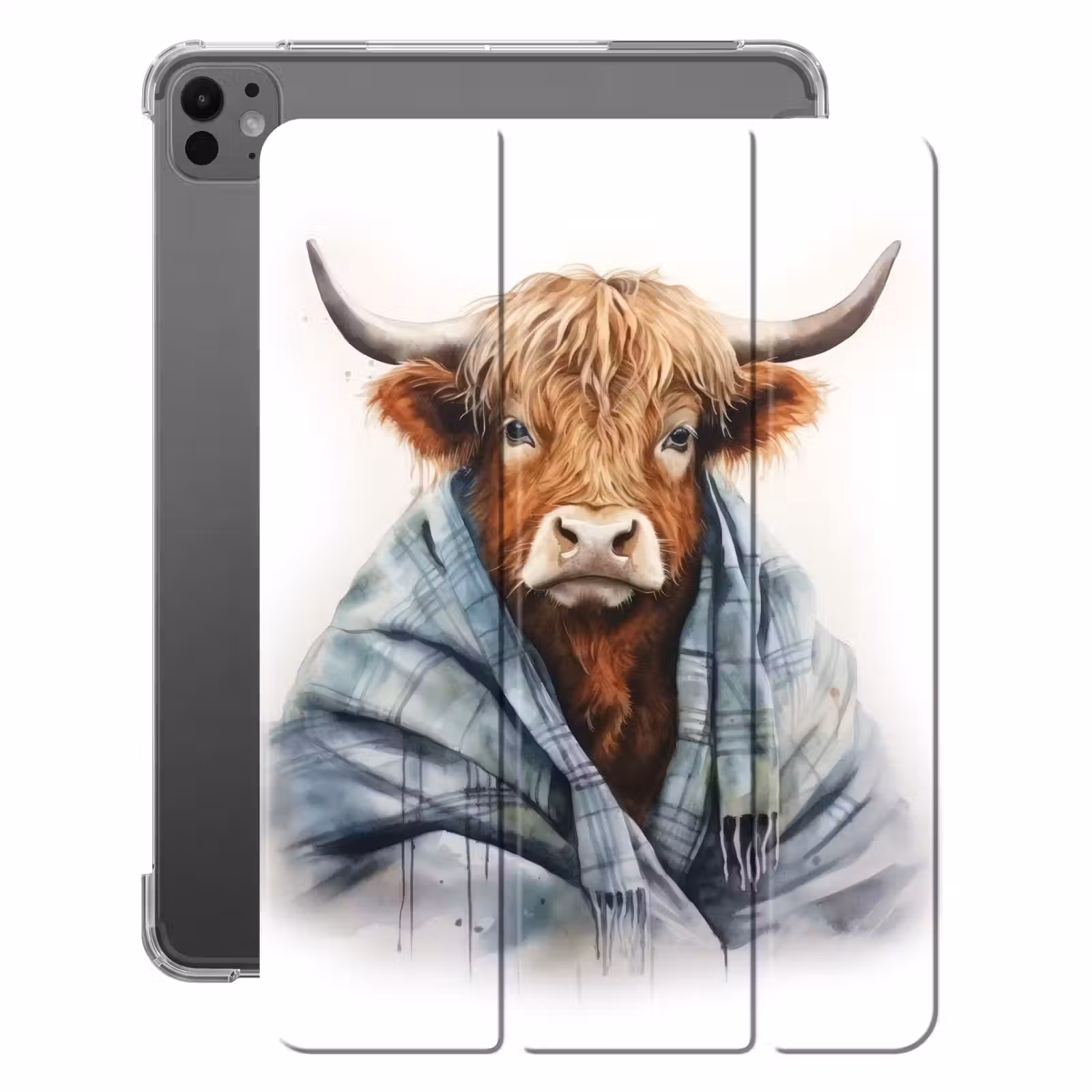 iPad-Hülle - Schottischer Highlander - Decke - Weiß — 1